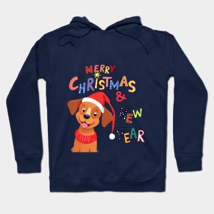 Cute Brown dog Merry Christmas and New Year ,Brafdesign Hoodie